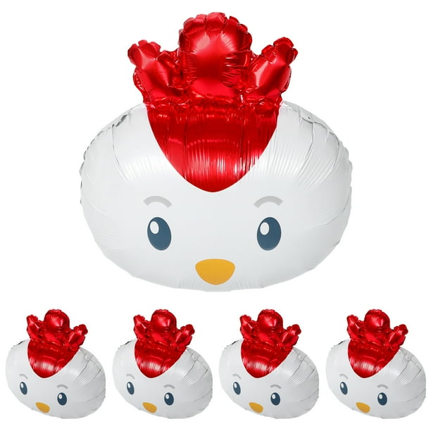 5 globos de pollo, divertidos globos con temática de granja, decoraciones inflables de animales de granja para niños, suministros de fiesta de cumpleaños, decoración de fiesta de baby shower