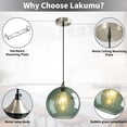 thumbnail image 5 of 3P-8.6-inch Gray-Green Modern Bubble Glass Pendant Light, Minimalist Spherical Fixture Suitable for Kitchen Islands, Bedrooms, Living Rooms, and Dining Rooms (Bulb Not Included), 5 of 6