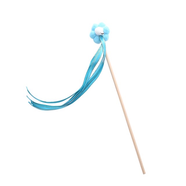 Juguete con forma de varita para gatos de XM Culture, decoración con forma de flor que alivia el aburrimiento, juguete interactivo, varita para mascotas con cinta, suministros para gatos
