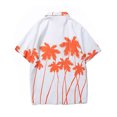 thumbnail image 4 of Camisas De Mezclilla Para Hombre Blusa de camisas de manga corta suelta informal con cuello vuelto estampado de primavera para hombre (Orange, XXL), 4 of 5