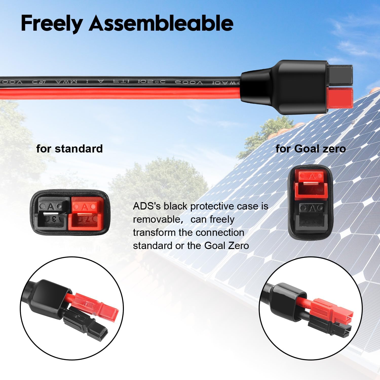 Anderson Y Splitter Cable Solar Panel Connector 1 to 3 Branch Parallel Adapter Cable for Portable Solar Generator Power Station Compatible with Goal Zero Jackery High Power Pole Port Connector