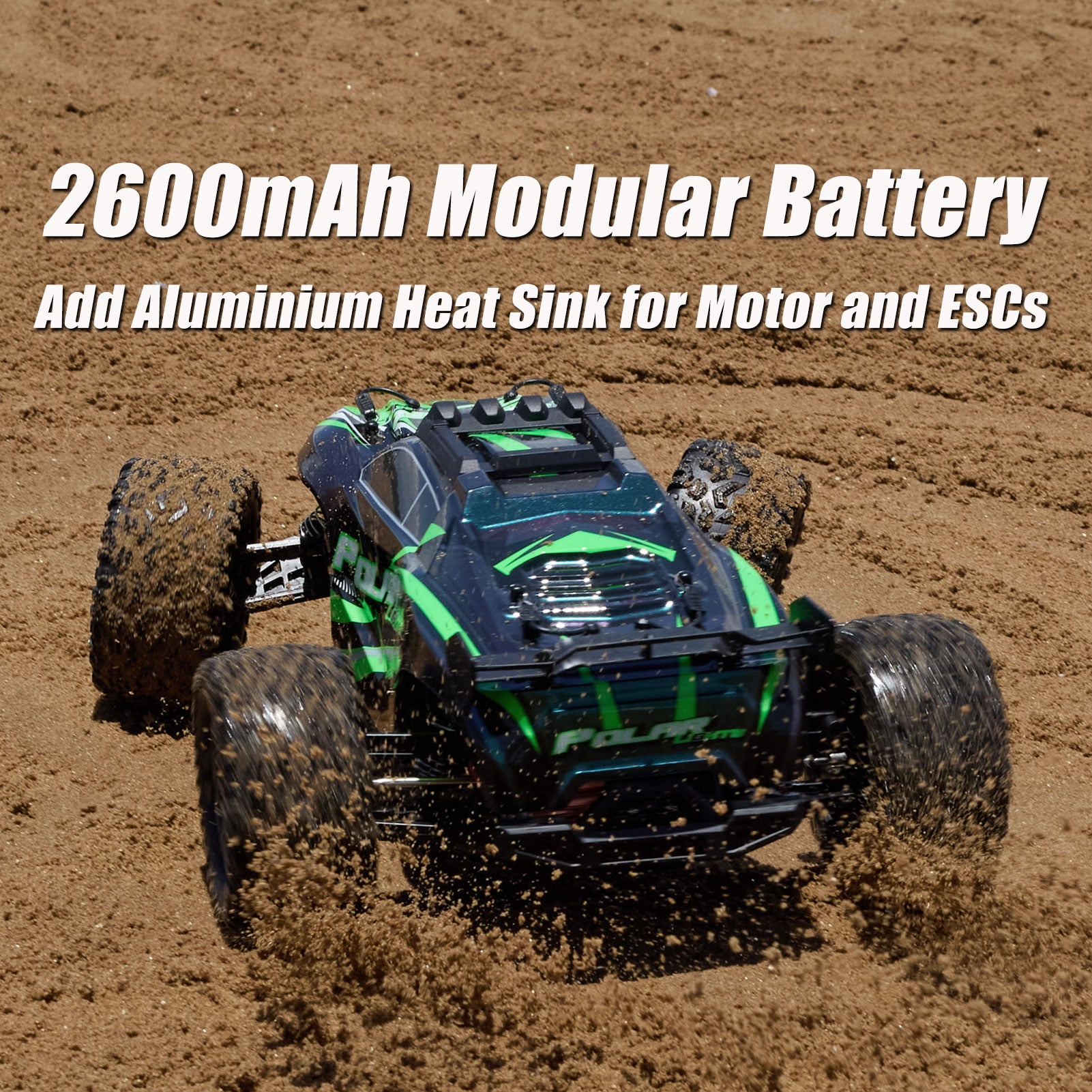 1:8 All Terrain High Speed Off Road Large RC Car, 45KM/H Outdoor Racing Drifting Electric Truck, 2.4Ghz Remote Control, LED Light, 2 Rechargeable 2600mAh Batteries, Birthday Christmas New Year Gift