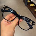thumbnail image 3 of Montura de gafas, montura negra lisa, placa retro, montura grande, forma de cara grande, personalidad para hombres y mujeres, miopía, plana, 3 of 5