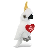 DolliBu I Love You Plush Super Soft Cockatoo - Cute Stuffed Animal Cockatoo with Red Heart Plush for Valentines, Anniversary, Romantic Date, Boyfriend, or Girlfriend Gift - 10 Inches