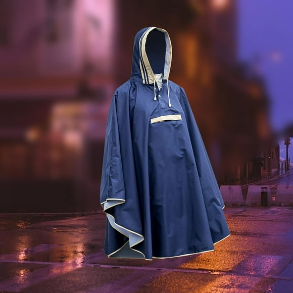 Poncho Imperméable pour Adultes, Chandail à Capuchon à Enfiler, Poncho pour Hommes et Femmes, Randonnée, Taille TG, Bleu