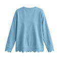 thumbnail image 7 of Xaqiouau Womens Oversized Crewneck Sweatshirt Scalloped Hem Long Sleeve Pullover Tunic Top Loose Fit Lightweight Casual Fall Winter Tops, 7 of 7