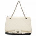 thumbnail image 1 of Pre-Owned Chanel Matelassé Chain Shoulder Bag, Lambskin, White/Black, Women's, 1 of 14