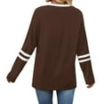thumbnail image 4 of Long Sleeve Shirts for Women Color Block Casual Tops Fall Outfits Basic Tees Trendy Clothes Brown L, 4 of 6