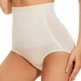 thumbnail image 3 of Ropa interior ajustada de cintura alta y fina de verano para mujer, ropa interior suave como el hielo sin costuras (color de piel), 3 of 5