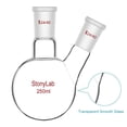 thumbnail image 5 of StonyLab 250mL Dual-Neck Round Bottom Lab Flask, Heavy Wall Borosilicate Glass, 24/40 Standard Joint, 5 of 7