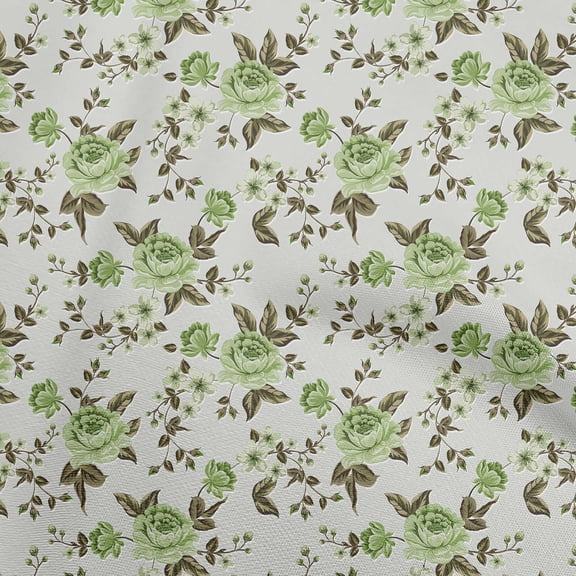 oneOone Rayon Light Green Fabric Florals Dress Material Fabric Print Fabric By The Yard 56 Inch Wide
