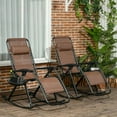 thumbnail image 2 of Yardi Yarda 2 Outdoor Rocking Chairs with Pillow Cup & Phone Holder, Foldable Reclining Zero Gravity Lounge Rockers, Brown, 2 of 11