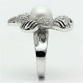 thumbnail image 4 of Rhodium Brass Ring with Synthetic Pearl in White for Women White Stone Color Style 3W294 Size 6, 4 of 4