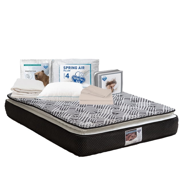 Colchón Matrimonial Omega Spring Air + Juego de sábanas + Protector de colchón + 1 Almohada