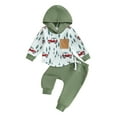 thumbnail image 2 of 0-3Y Infant Baby Boys Christmas Clothes Set 6M 12M 18M 24M 3Y Long Sleeve Dinosaur/Deer Print Hoodie with Elastic Waist Pants, 2 of 10
