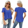 thumbnail image 5 of Fjuchai Womens Summer Pleated Tee Tops Fashion Casual Solid Colour T-Shirts Tops Women's Loose Comfy Blouse Lightweight T-Shirts Size S-XXL, 5 of 9