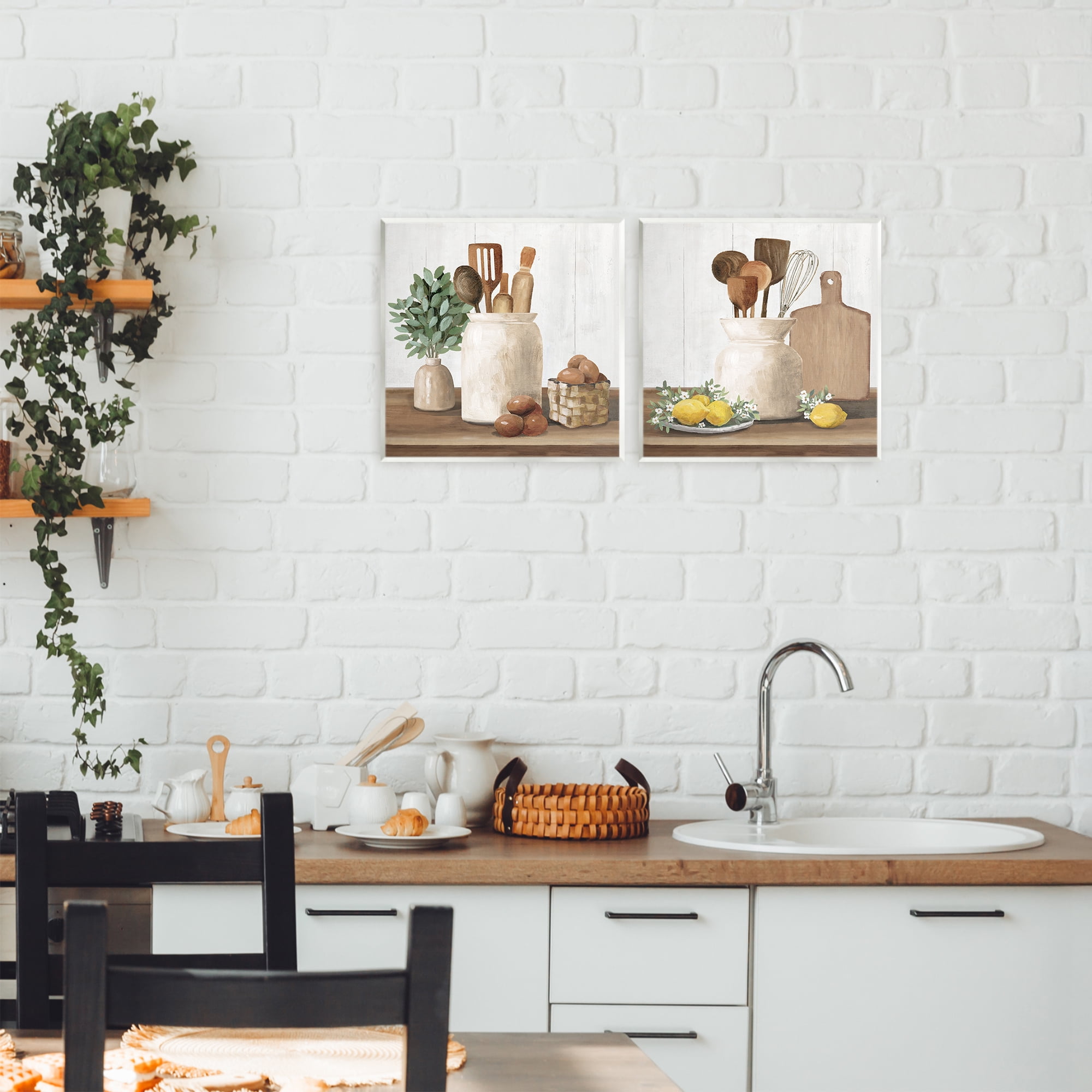 Stupell Industries Country Kitchen Setup 2 Piece Wall Plaque Art Set, design by White Ladder