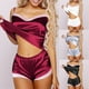 thumbnail image 2 of Conjunto de pijama de dos piezas para mujer, ropa interior, pantalones cortos con tirantes y encaje de seda, ropa interior sexy de satén para el hogar, 2 of 5