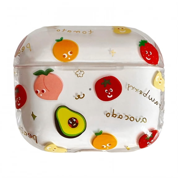 GJX Case Compatible with Airpods Pro 2,Pc Hard Protective Case for Airpods Pro 2,Fruit Pattern Clear Case for Airpod Pro,Style2