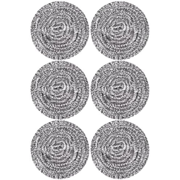 Stainless Steel Scourer Heavy Duty Scrubber Pads Steel Wool Pack of 6,40g