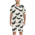 thumbnail image 5 of joogoo Men's Pajama Set Bats Halloween V-Neck Pj Shorts Set 2 Piece Loungewear Sleepwear XL, 5 of 7