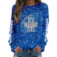 thumbnail image 4 of Womens Sequin Football Sweatshirts 2025 Game Day Long Sleeve Baseball Graphic Tops Fall Winter Casual Crew Neck Pullover Blouses, 4 of 5