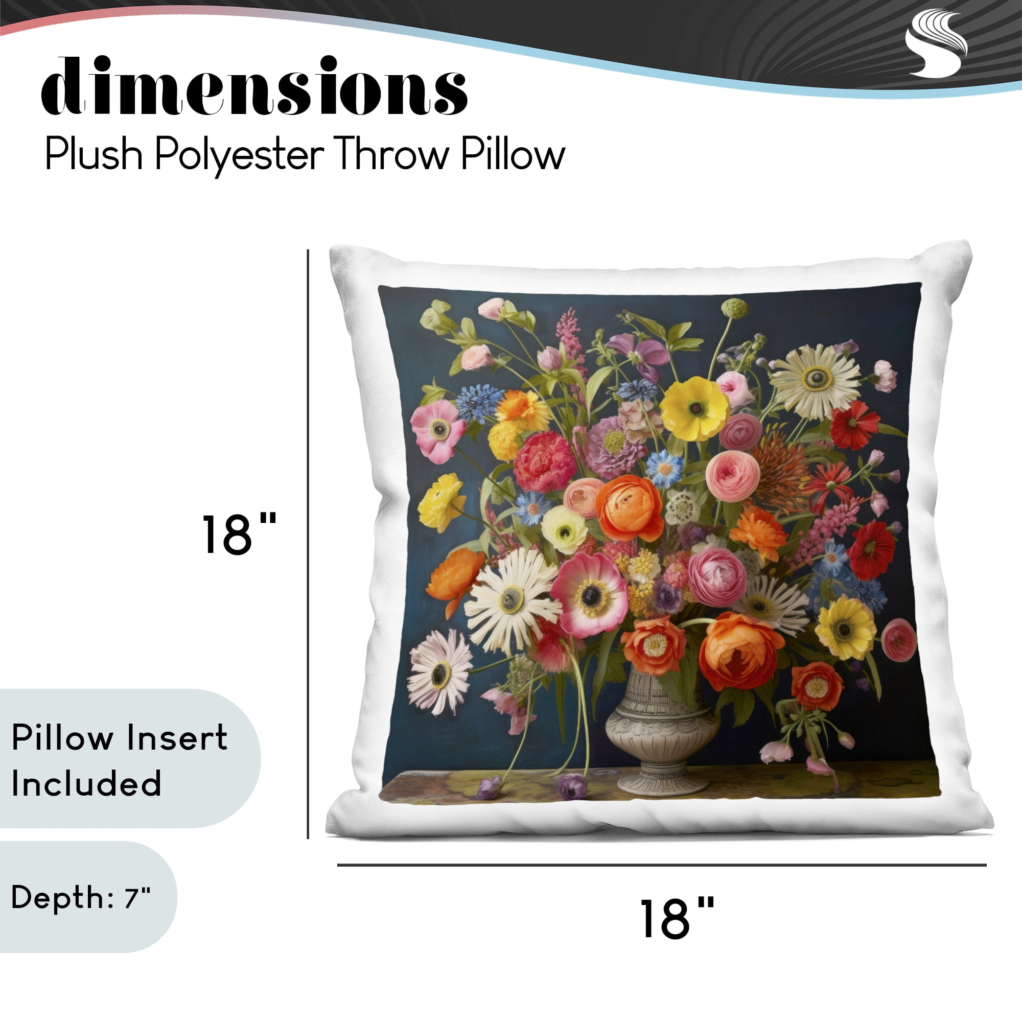 Stupell Industries Harmonious Garden Bouquet Decorative Printed Throw Pillow, design by Lazar Studio, 18 x 7 x 18