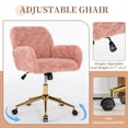 thumbnail image 4 of ENYOPRO Office Chair with Chrome Legs, Ergonomic Teddy Desk Chair Vanity Chair with Wheels, Modern Computer Chair for Home Office,Pink, 4 of 6