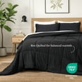 thumbnail image 2 of Ivy Union Comforter Set - Box Stitch - Easy Care Ultra-Soft Microfiber - All Season Warmth - Bedding Comforter - Queen - Black, 2 of 7