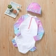 thumbnail image 4 of SILVERCELL Toddler Kid Girls Long Sleeve Zip Sunsuit UPF 50+ One Piece Rash Guard Swimsuit with Cap 2-7 Years, 4 of 9