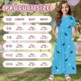 thumbnail image 7 of Uourmeti Girls Summer Maxi Dress Shark Fin Print Short Sleeve Crew Neck Casual Loose Flowy Tiered Dresses with Pockets, Size 5-6 Years, 7 of 7