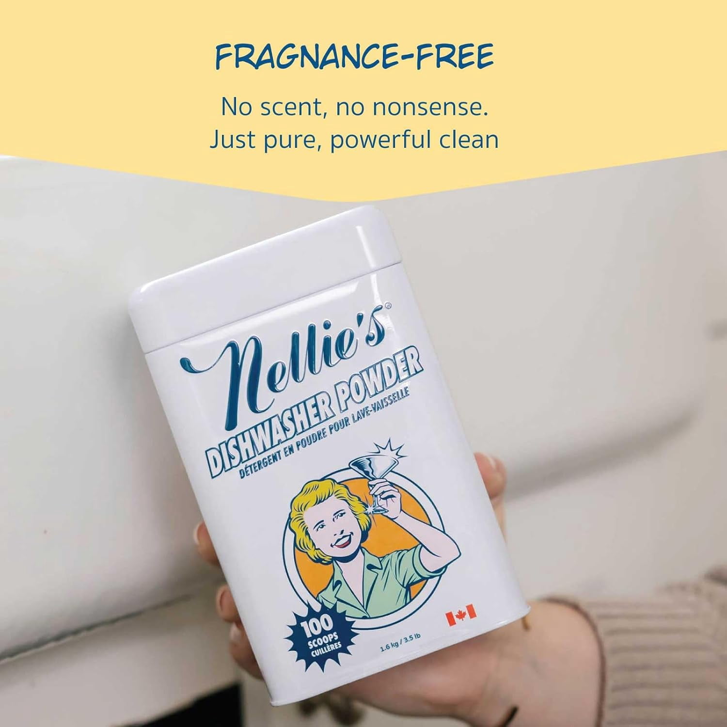 Nellie's Dishwasher Powder - 100 Load - Plant-Based Dishwasher Detergent - Septic Safe, Fragrance-Free - Easily Penetrates Grease & Food Particles - Phosphate-Free