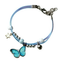 lixuesong Fashionabel Butterfly Beaded Bracelet Anklet Colorful Adjustable Woven Rope for Women Girls Kids Birthday Party Gifts