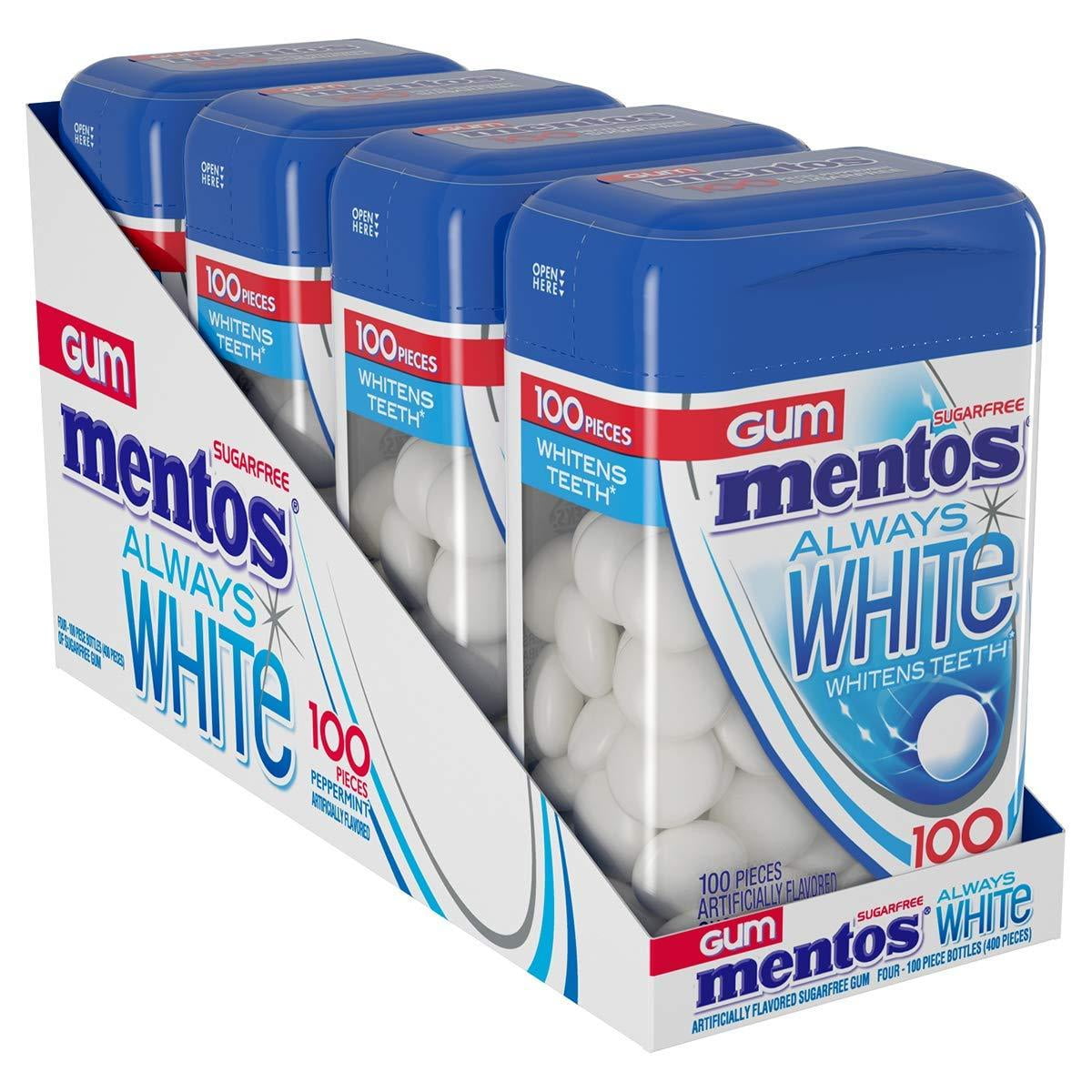 Mentos Always White SugarFree Chewing Gum with Xylitol, Peppermint