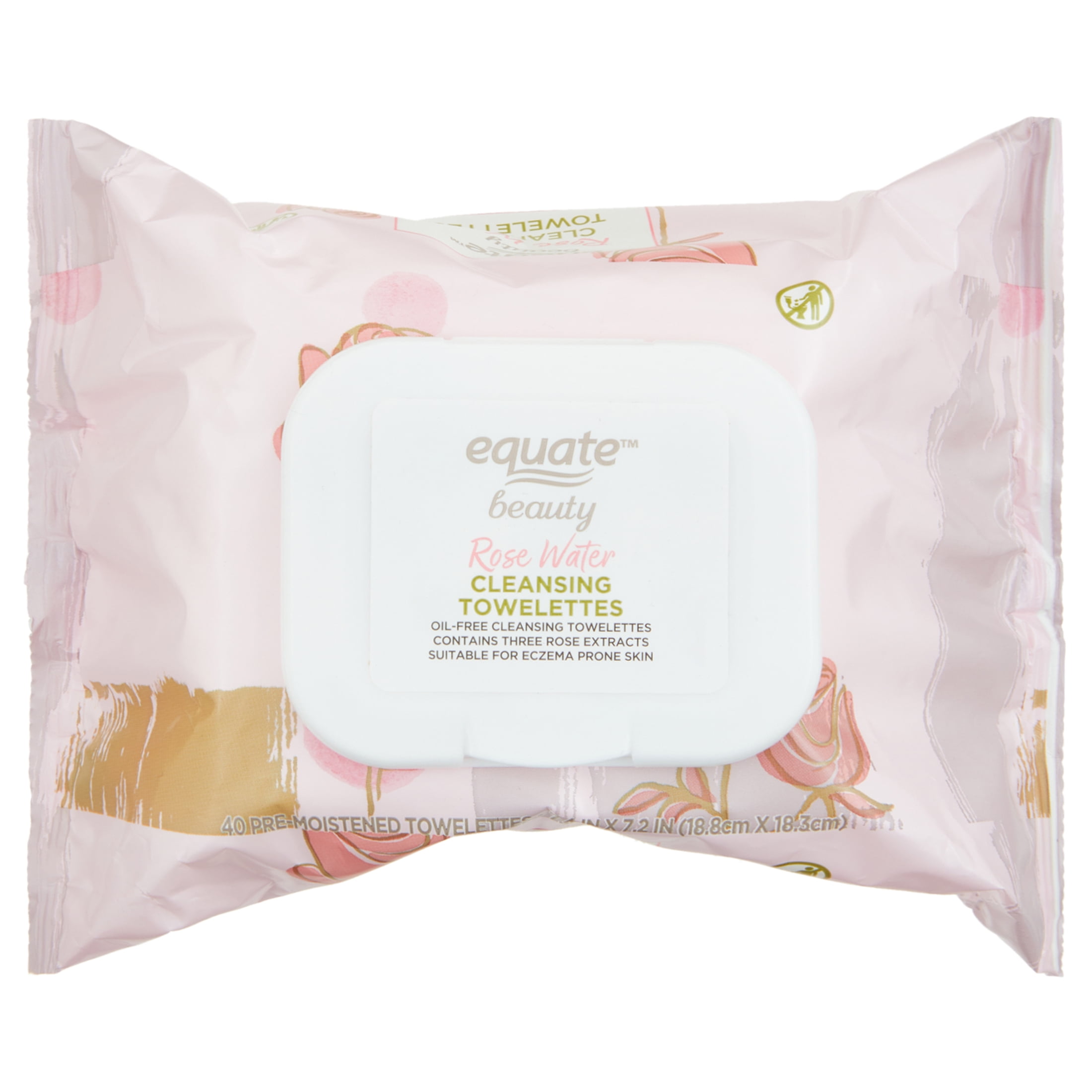 Equate Beauty Rose Water Cleansing Towelettes, 40 Towelettes