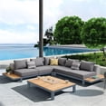 thumbnail image 2 of Hawthorne Collections 4-Piece Modern Aluminum Patio Sectional Set in Gray, 2 of 2