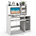 thumbnail image 1 of Patiojoy Computer Desk w/ Charging Station 43.5" Gaming Table Workstation w/ Keyboard Tray CPU Stand & Storage Shelves White, 1 of 10