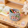 thumbnail image 5 of Cat Shaped Storage Basket, Cotton Fabric Desktop Organizer Bin with Handle, Small Decorative Catch-All for Toys Snacks Entryway, Pink and Green, 8 Inch Cube, 5 of 5