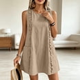 thumbnail image 7 of Eawtki Women's Round Neck Sleeveless Mini Dress Ruffle Trim With Pockets Loose Fit Casual Summer Dress For Women, 7 of 7