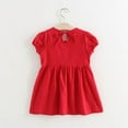 thumbnail image 3 of Toddler Baby Girl Dress Short Sleeve Casual Vintage Doll Collar Fit Skater Party Princess Dress Summer Skirt, 3 of 4
