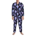 thumbnail image 3 of Naloa flower Skull crystal Men’s Pajamas Set - Long Sleeve Button Down Sleep Shirt and Pajama Bottoms Sleepwear Set-Medium, 3 of 7