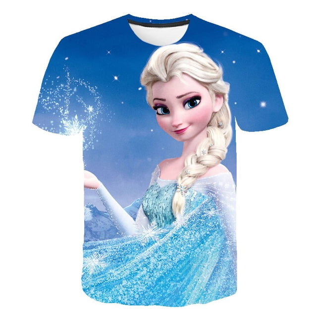 Camisetas de Frozen 2 para niñas, camisetas de dibujos animados para niñas, camisetas, ropa para niños, ropa para niños, camisetas gráficas de Elsa Anna, disfraces 10T Gao Jinjia LED
