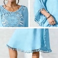 thumbnail image 3 of Xuyuer Women's Swimsuit Coverup Crochet Chiffon Tassel Cover Ups Dress Summer Swimwear Beach Lace Pullover Bathing Suit, 3 of 5
