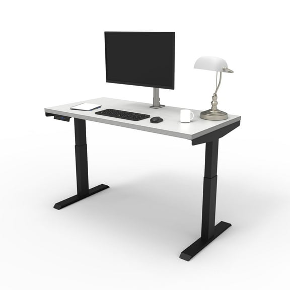 Lift It Electric Height Adjustable Desk, 48"x24" for Office or Home, Dual Motor, 4 Memory/USB Charging LED Digital Control, Black Frame and White Top