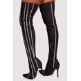 thumbnail image 3 of Women's Rhinestone Striped Denim Thigh High Stiletto Boots, 3 of 3