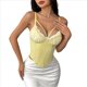 thumbnail image 3 of Corsé con Cuello en V, Tirantes Ajustables y Ribete de Encaje con Volantes para Mujer Top Corto Moldeador Amarillo S, 3 of 10