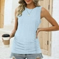 thumbnail image 4 of Dezsed Tank Top for Women Summer Loose Casual Solid Round Neck Sleeveless T Shirts Tops In Large Size Light Blue XL, 4 of 8