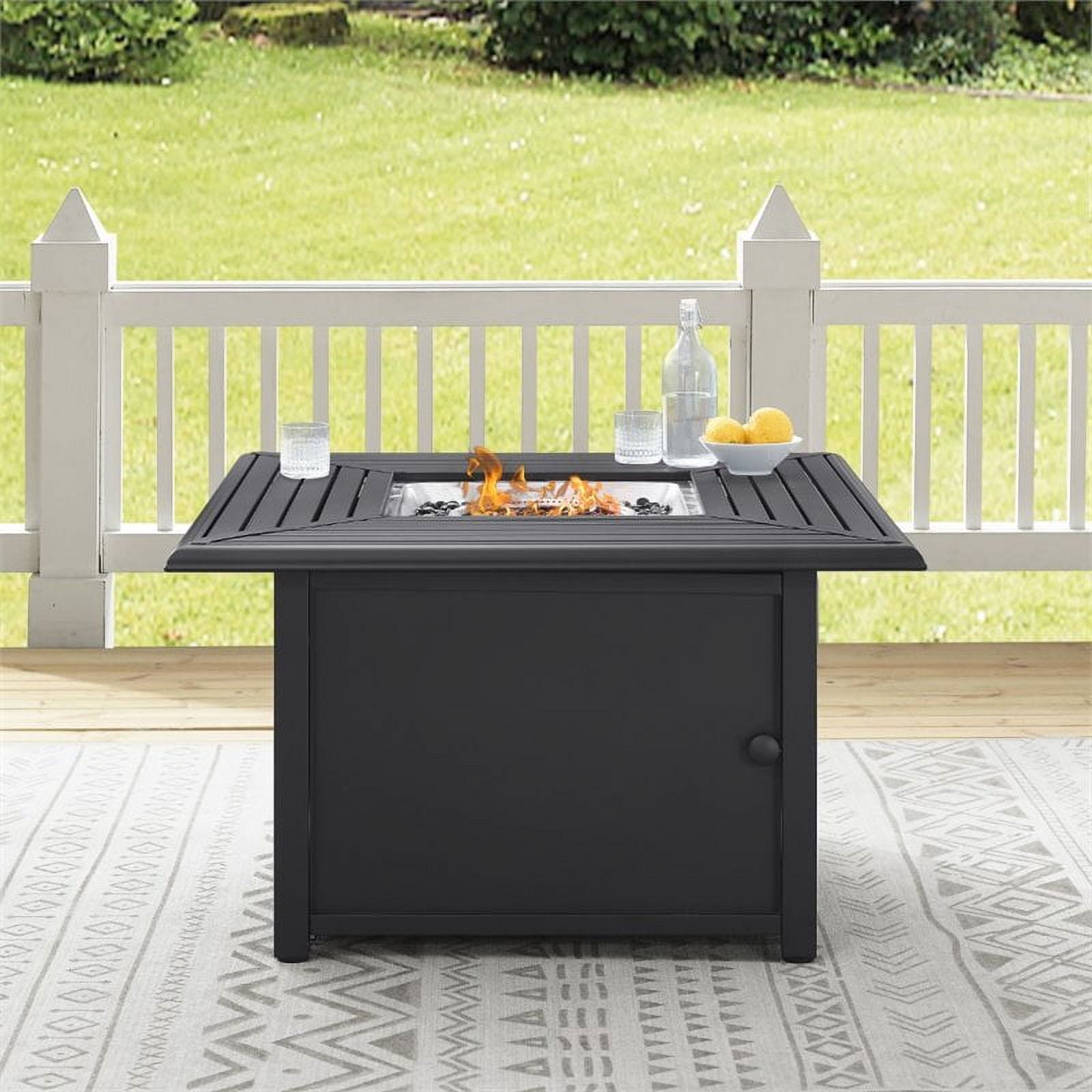 Crosley Furniture Dante Outdoor Propane Fire Pit Table With Lid for Outside Patio Backyard Deck, 50,000 BTU