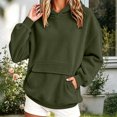 thumbnail image 2 of Ihhxva Women's Corduroy Oversized Tops Long Sleeve Hooded Hoodie with Pockets Relaxed Fit Winter Casual Women Sweatshirt S-2XL, 2 of 8