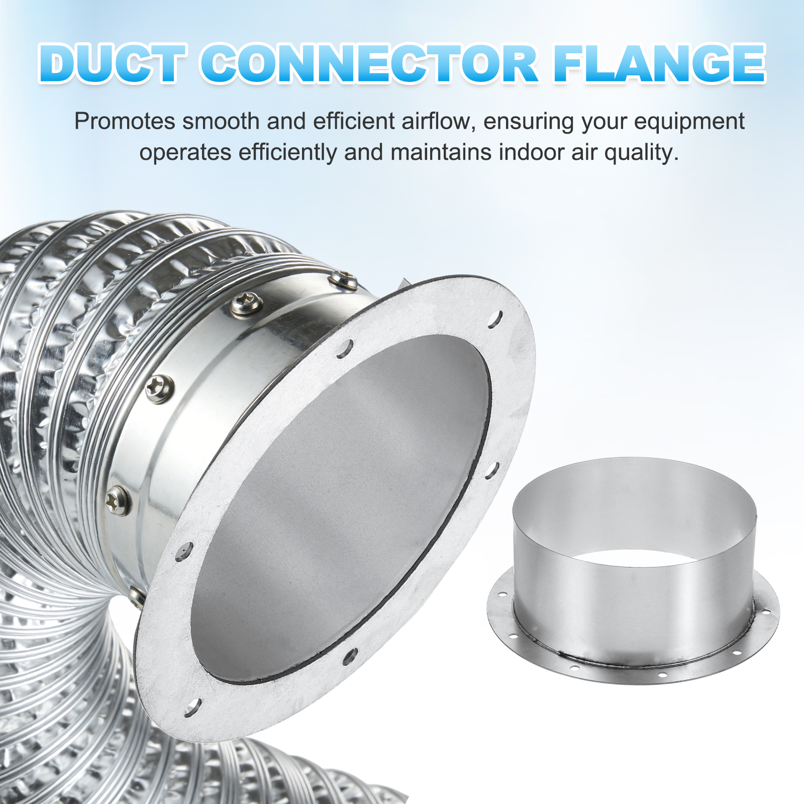 Uxcell Duct Connector Flange (8.6", Silver) -  Galvanised Steel Round Dust Collection Fittings Dryer Vent Exhaust Pipe Hose Flange, Fits Heating Cooling Ventilation HVAC System